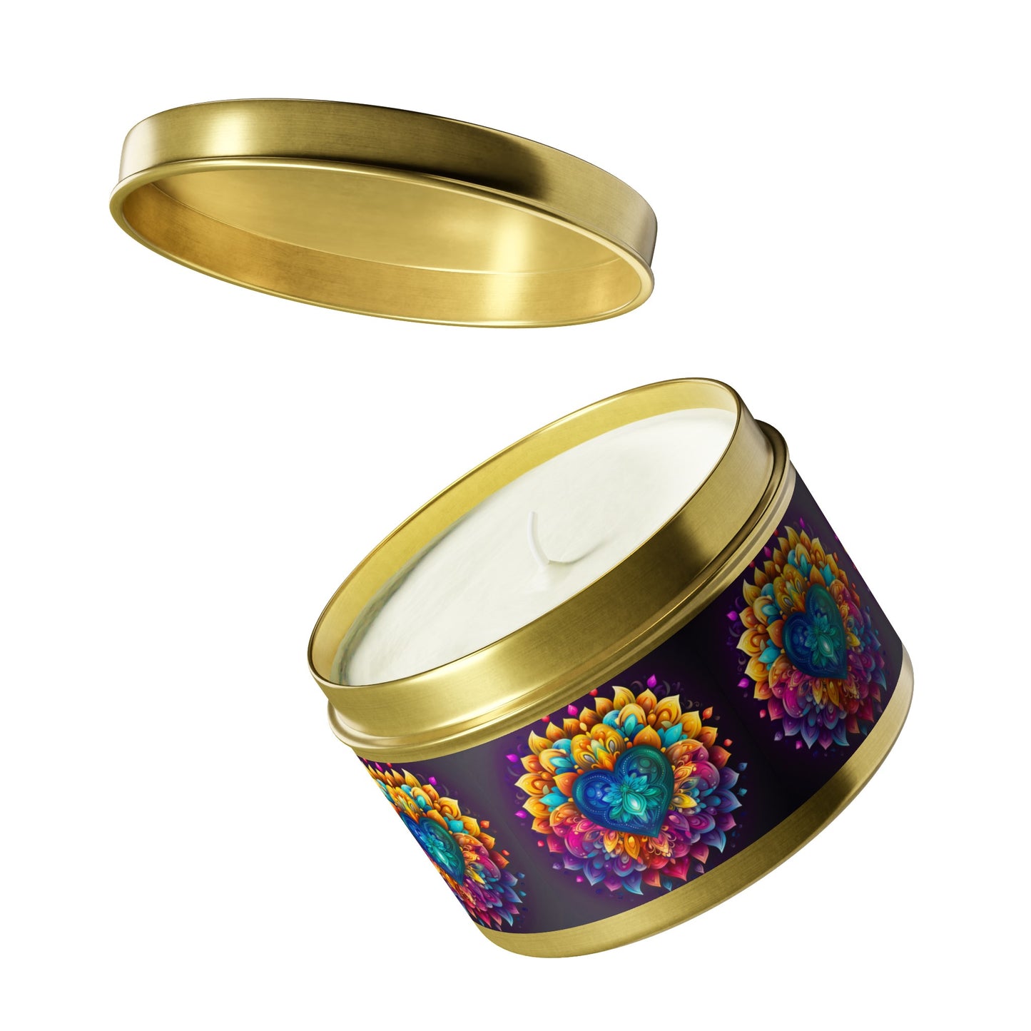 Colorful Abstract Heart Tin Candles - 4oz, 8oz