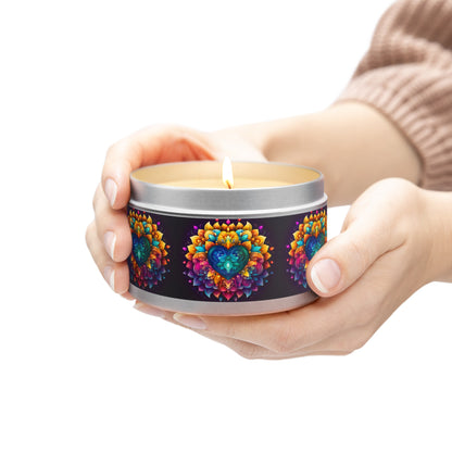 Colorful Abstract Heart Tin Candles - 4oz, 8oz