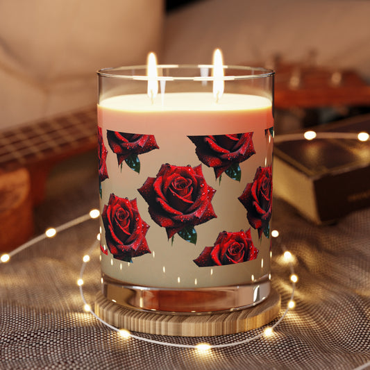 Red Rose Scented Candle Decor - Full Glass - 11oz