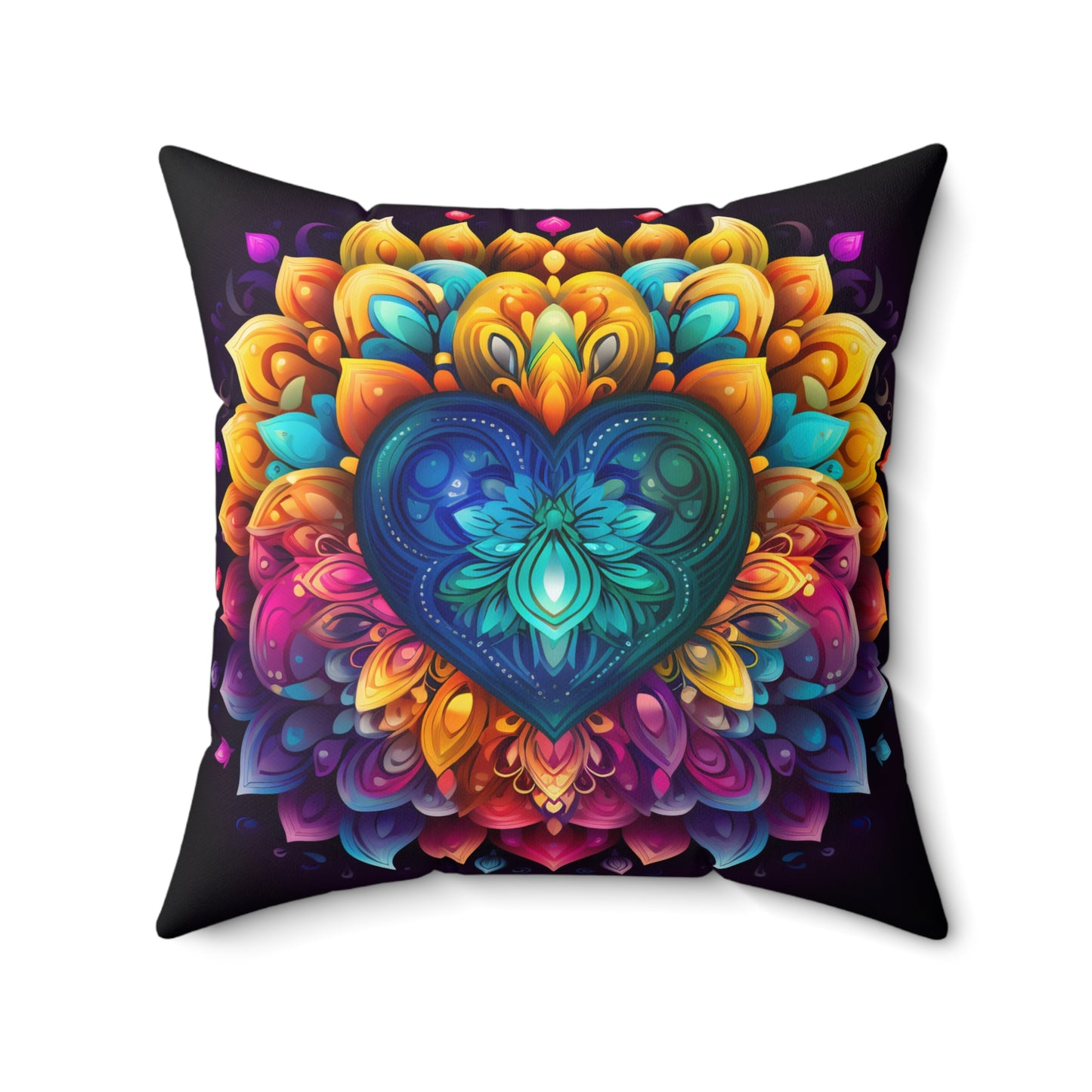 Colorful Abstract Heart Suede Square Pillow