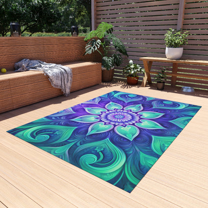 Colorful Abstract Flower Outdoor Rug