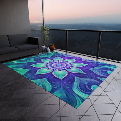 Colorful Abstract Flower Outdoor Rug