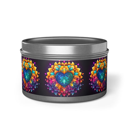 Colorful Abstract Heart Tin Candles - 4oz, 8oz