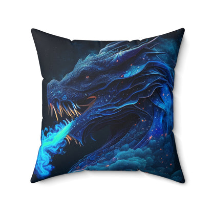 Blue Enchanted Dragon Suede Square Pillow