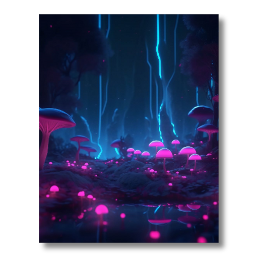 Purple Magical Mushroom Forest HD Acrylic Prints