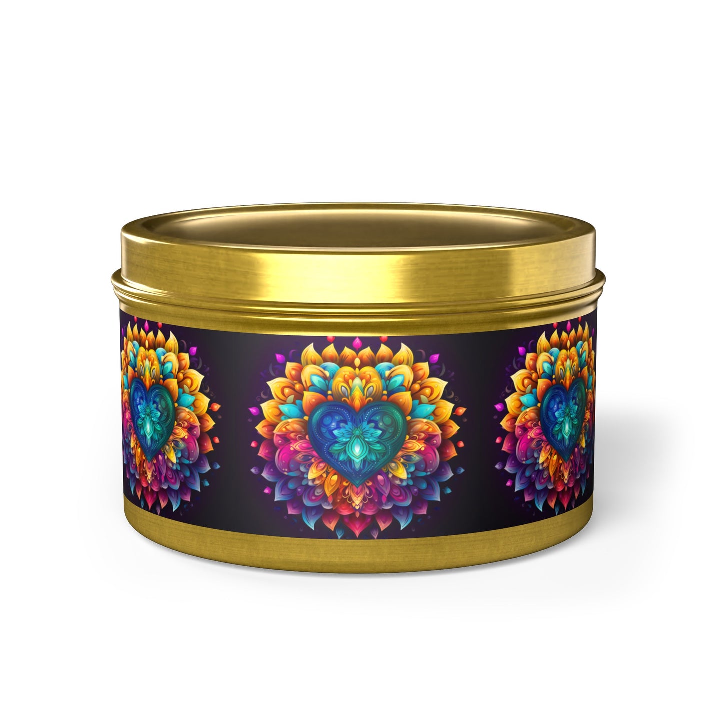 Colorful Abstract Heart Tin Candles - 4oz, 8oz