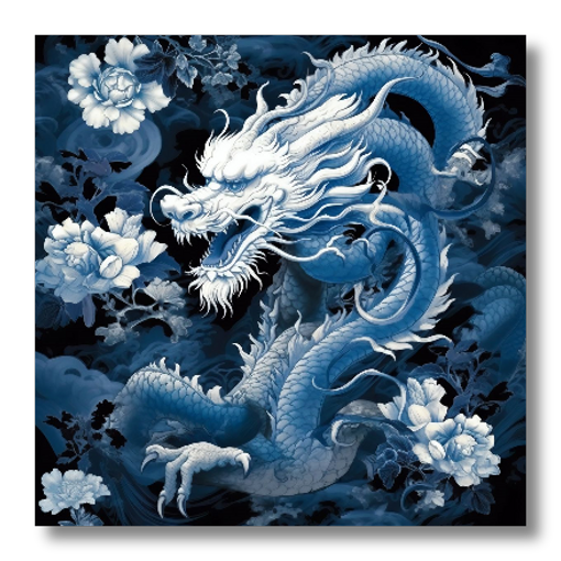 Mythical Blue Japanese Dragon HD Acrylic Prints