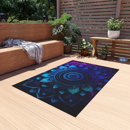 Purple Abstract flower Outdoor Rug