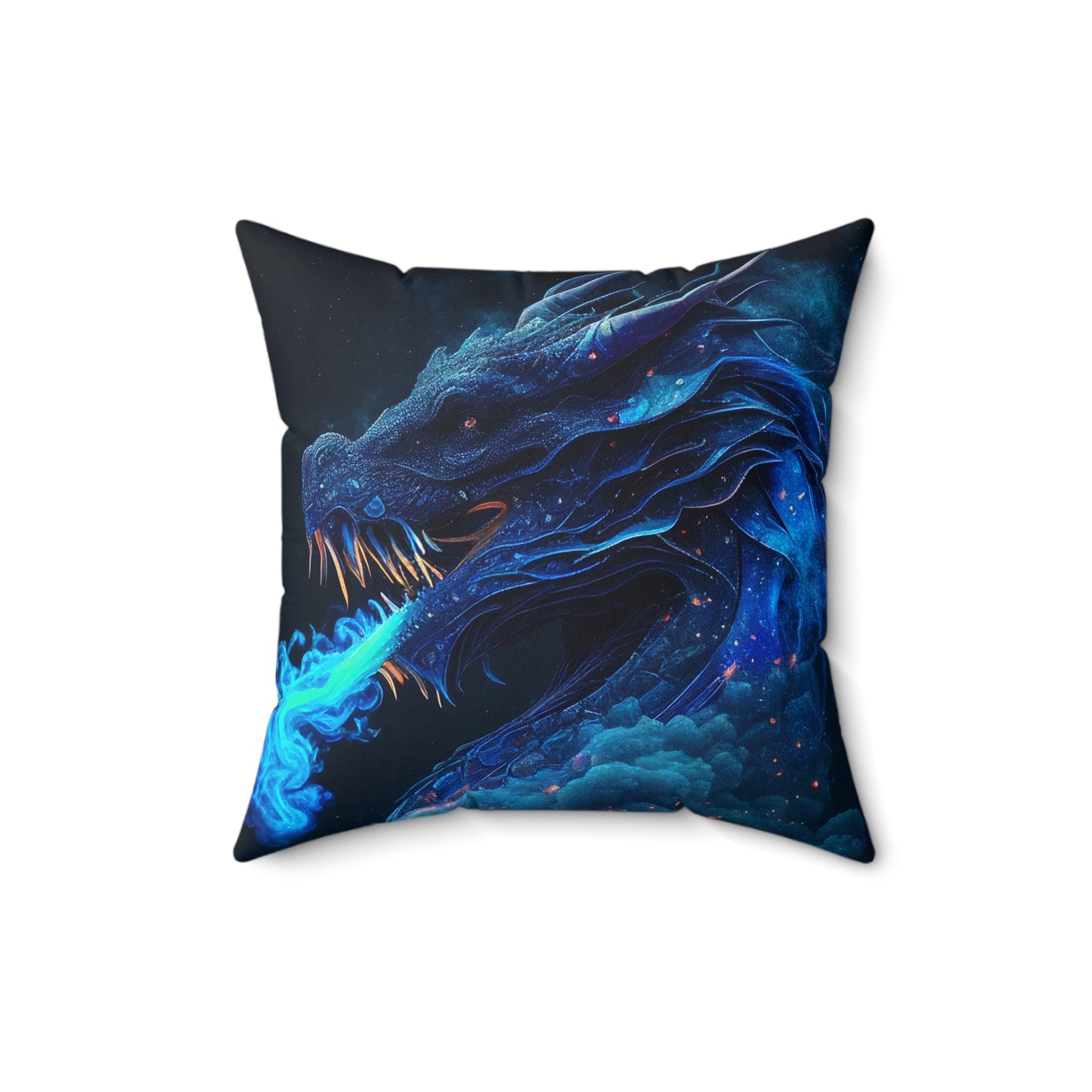 Blue Enchanted Dragon Suede Square Pillow