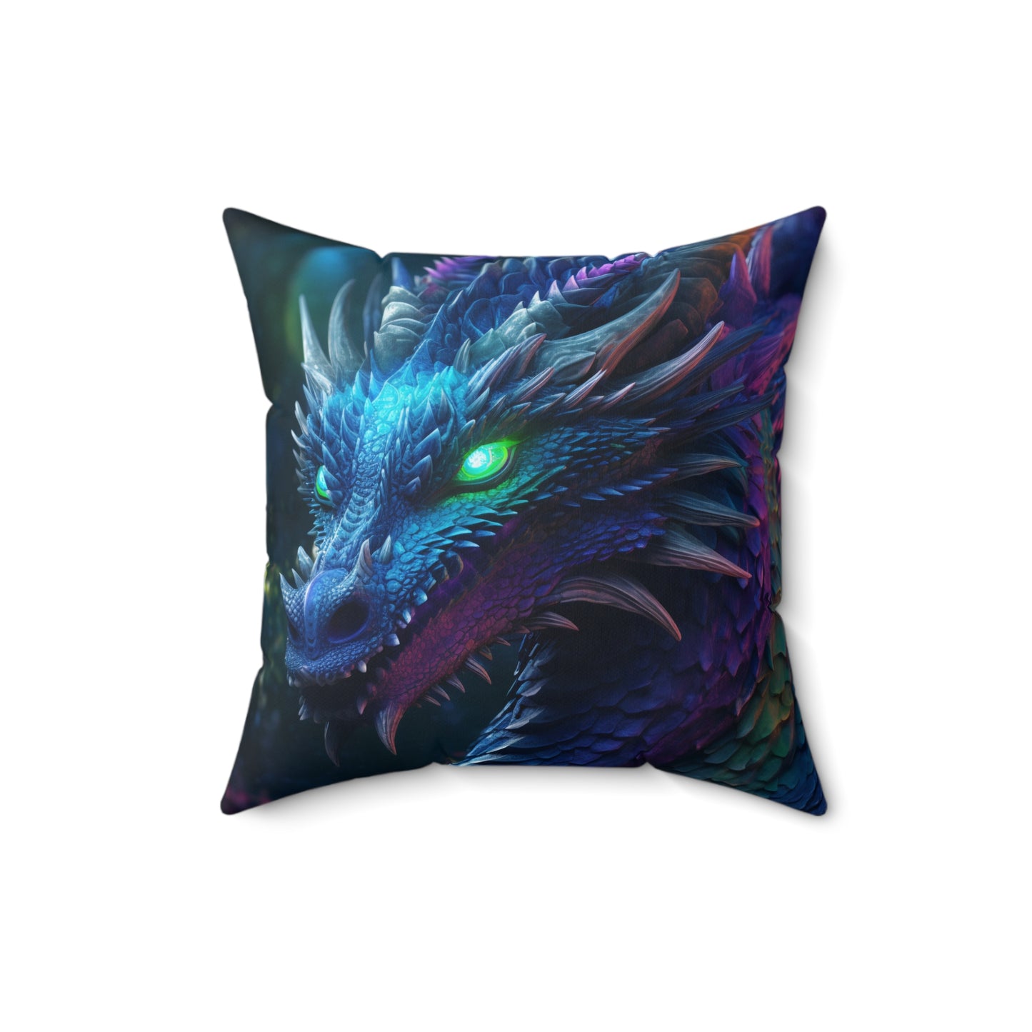 Colorful Blue Dragon Suede Square Pillow