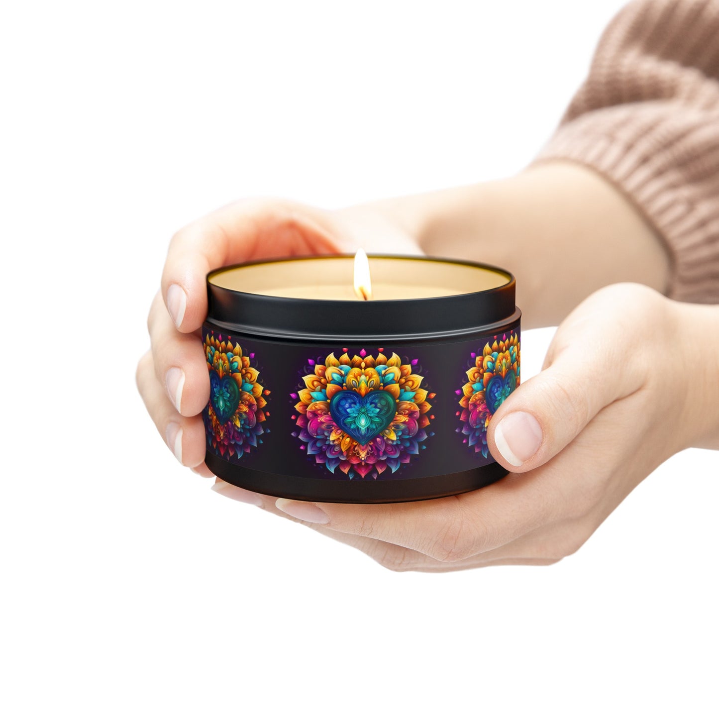 Colorful Abstract Heart Tin Candles - 4oz, 8oz