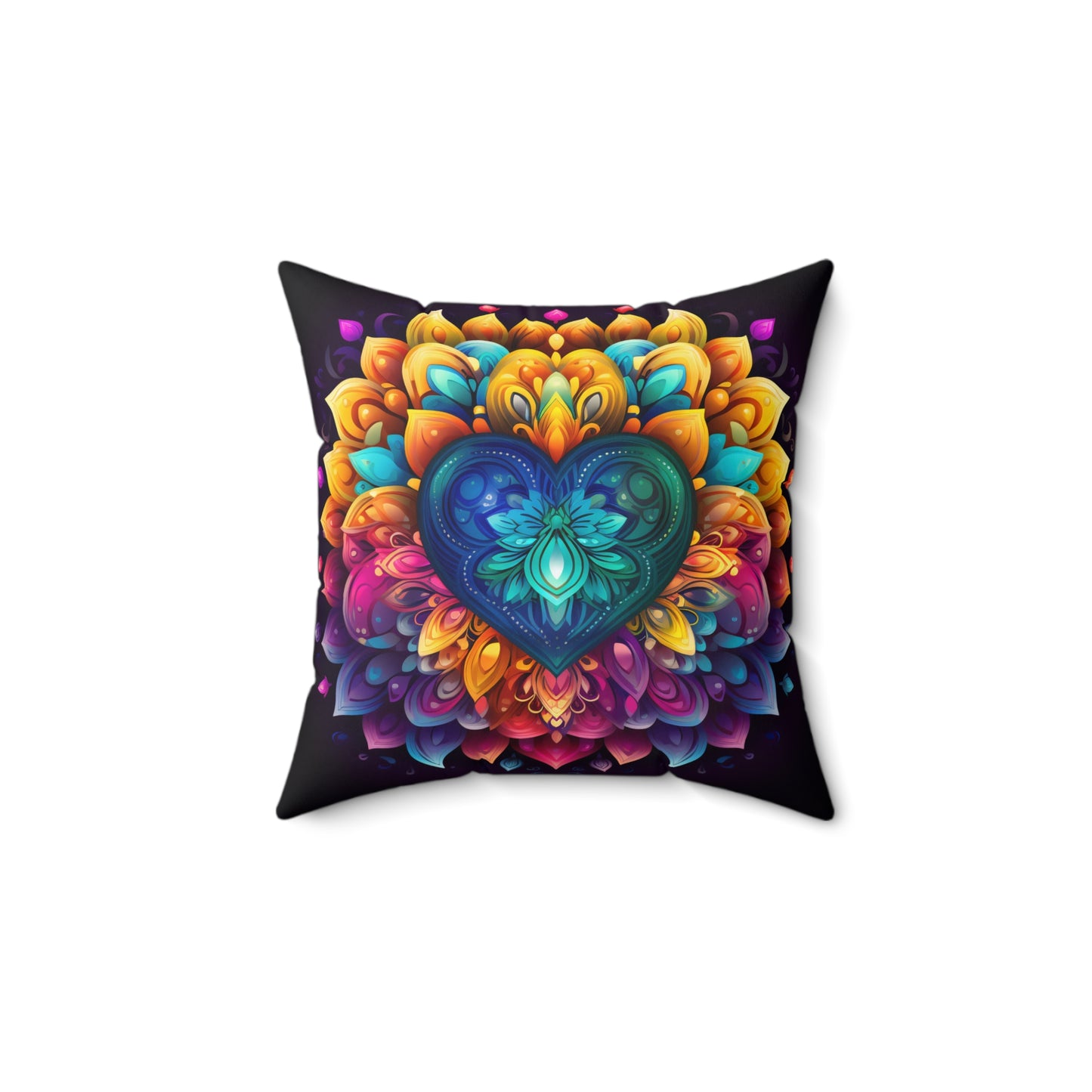 Colorful Abstract Heart Suede Square Pillow