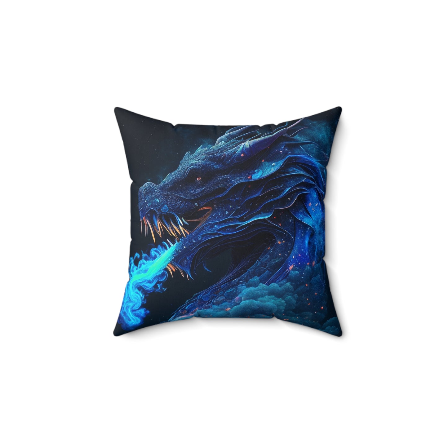 Blue Enchanted Dragon Suede Square Pillow