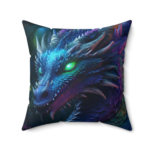 Colorful Blue Dragon Suede Square Pillow