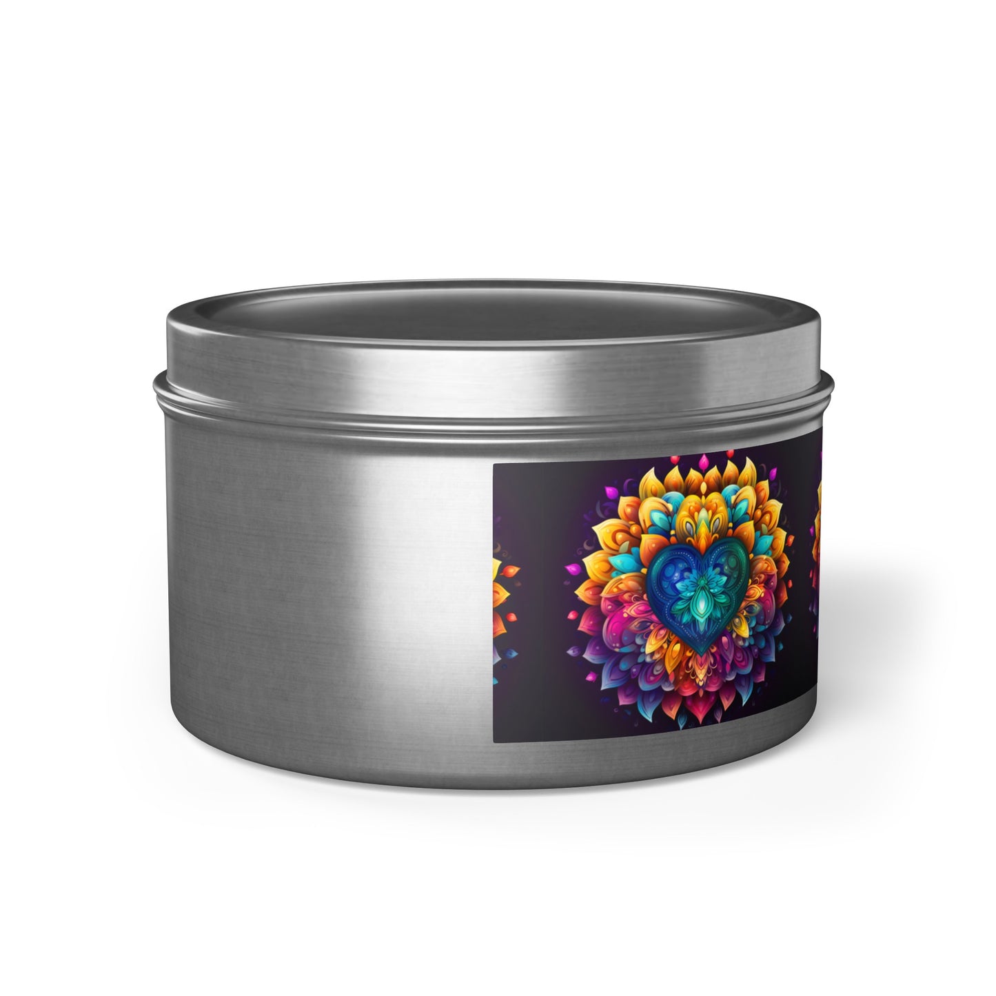 Colorful Abstract Heart Tin Candles - 4oz, 8oz