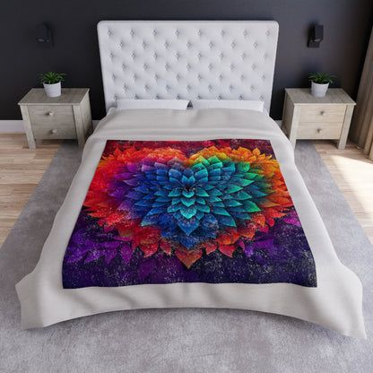 Beautiful Colorful Heart Crushed Velvet Blanket