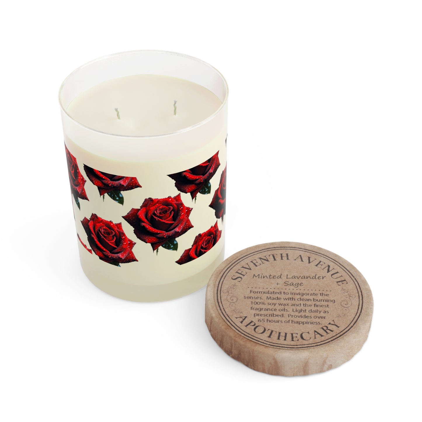 Red Rose Scented Candle Decor - Full Glass - 11oz