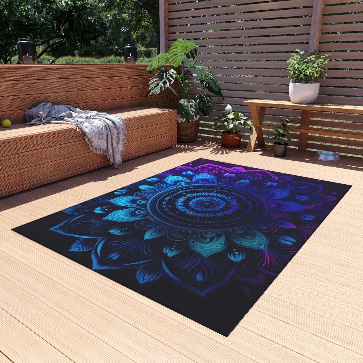 Purple Abstract flower Outdoor Rug