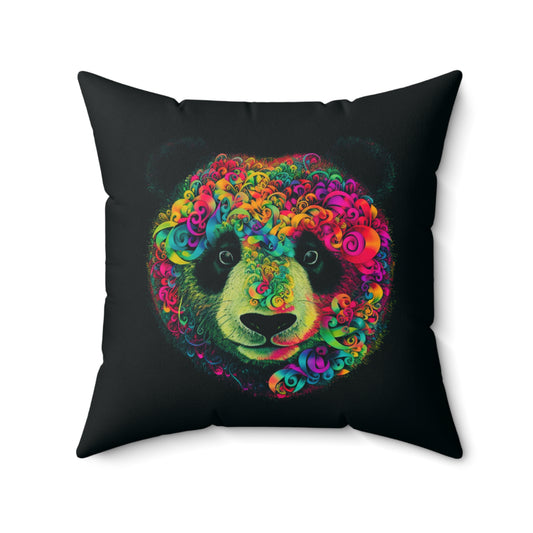 Colorful Panda Suede Square Pillow