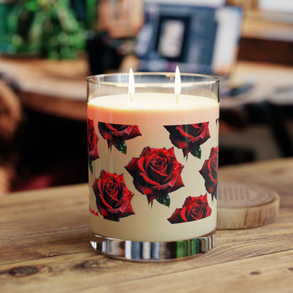 Red Rose Scented Candle Decor - Full Glass - 11oz