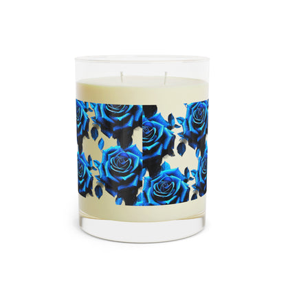 Blue Rose Scented Candle Decor - Full Glass, 11oz