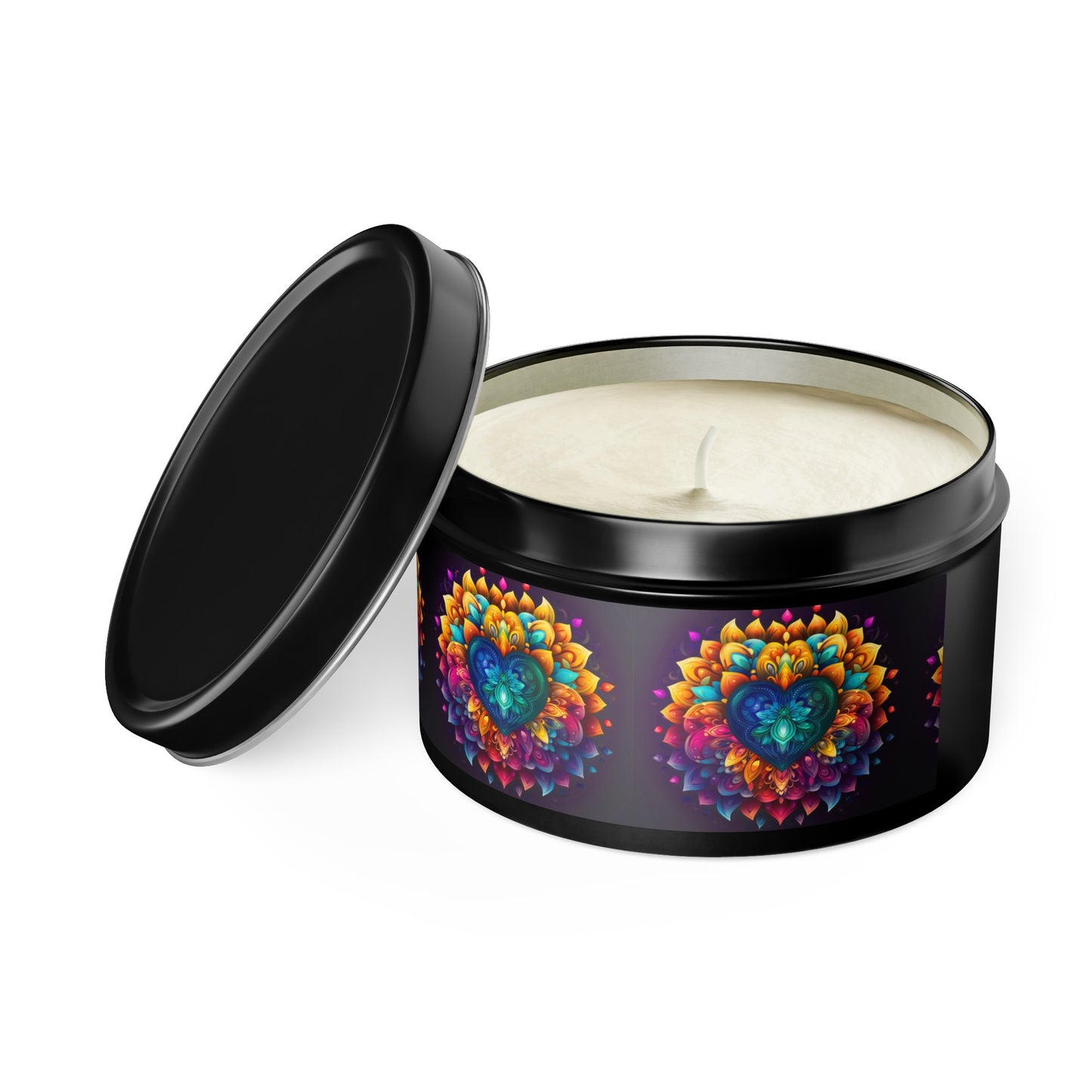 Colorful Abstract Heart Tin Candles - 4oz, 8oz