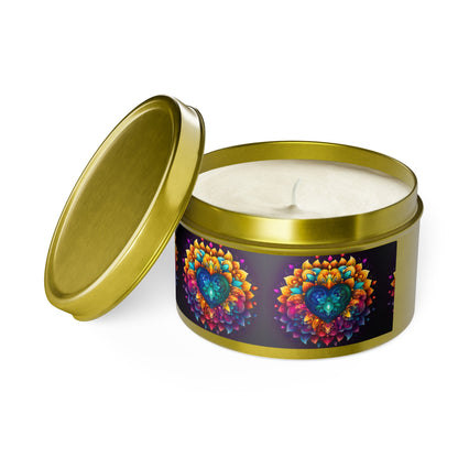 Colorful Abstract Heart Tin Candles - 4oz, 8oz