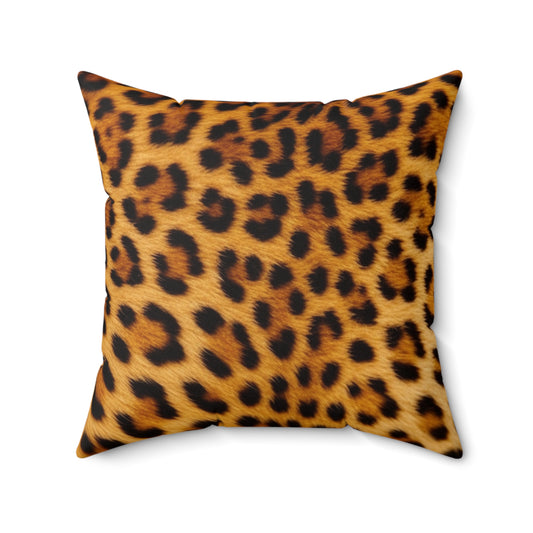 Leopard Pattern Suede Square Pillow