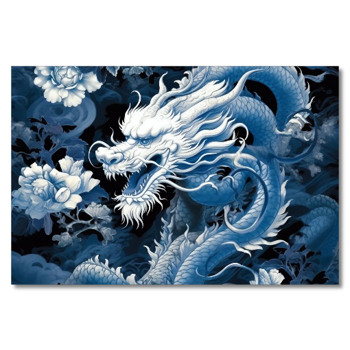 Mythical Blue Japanese Dragon HD Acrylic Prints