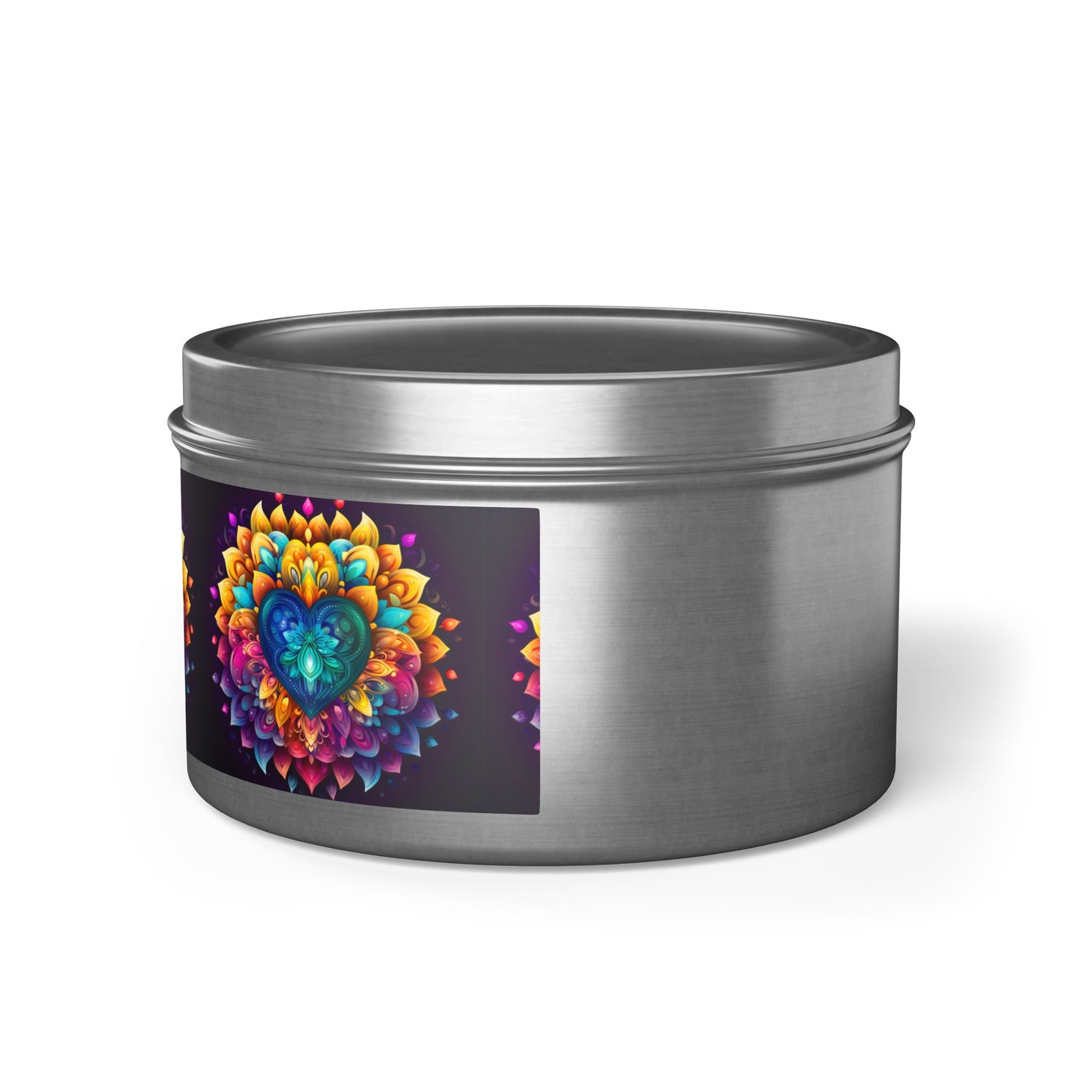 Colorful Abstract Heart Tin Candles - 4oz, 8oz