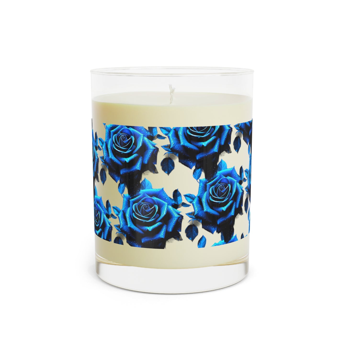 Blue Rose Scented Candle Decor - Full Glass, 11oz