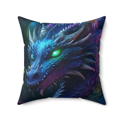 Colorful Blue Dragon Suede Square Pillow