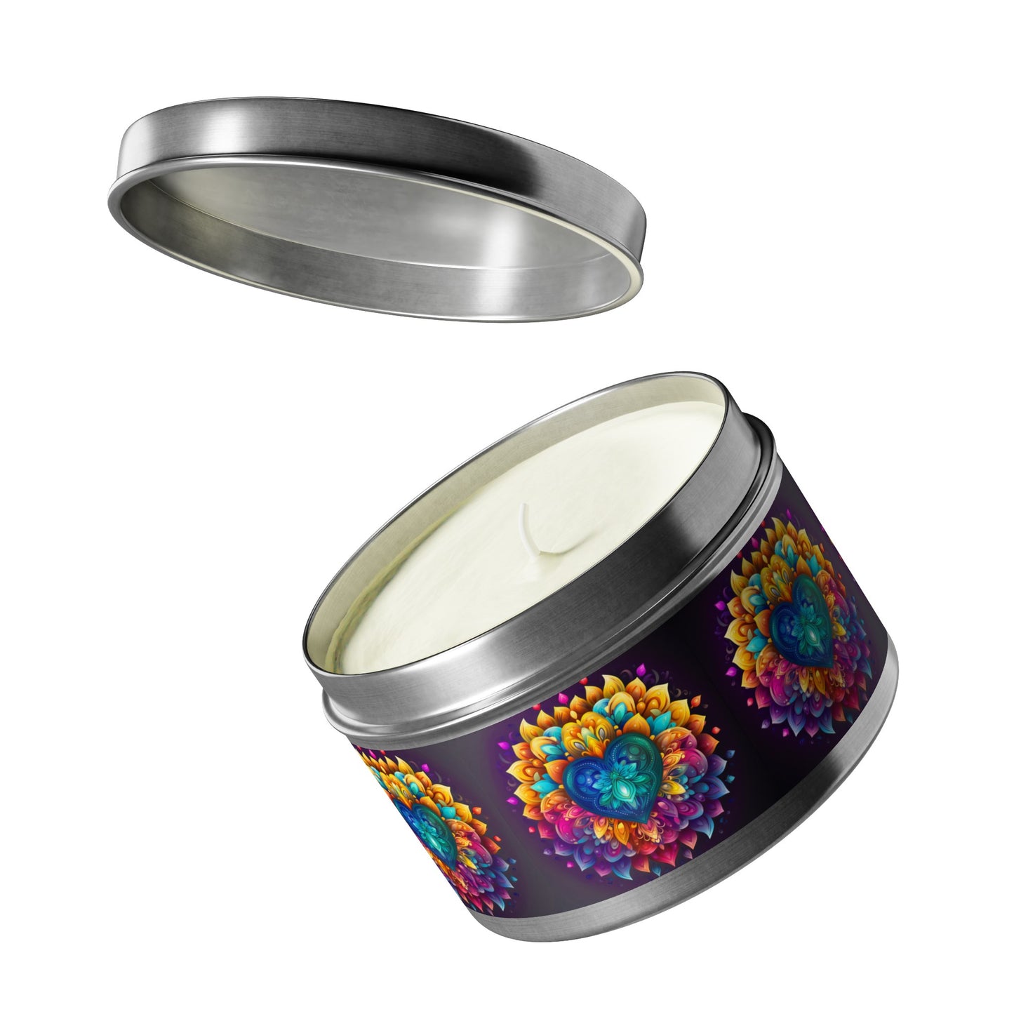 Colorful Abstract Heart Tin Candles - 4oz, 8oz