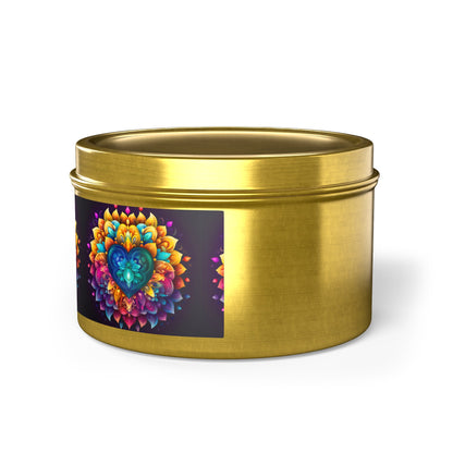 Colorful Abstract Heart Tin Candles - 4oz, 8oz