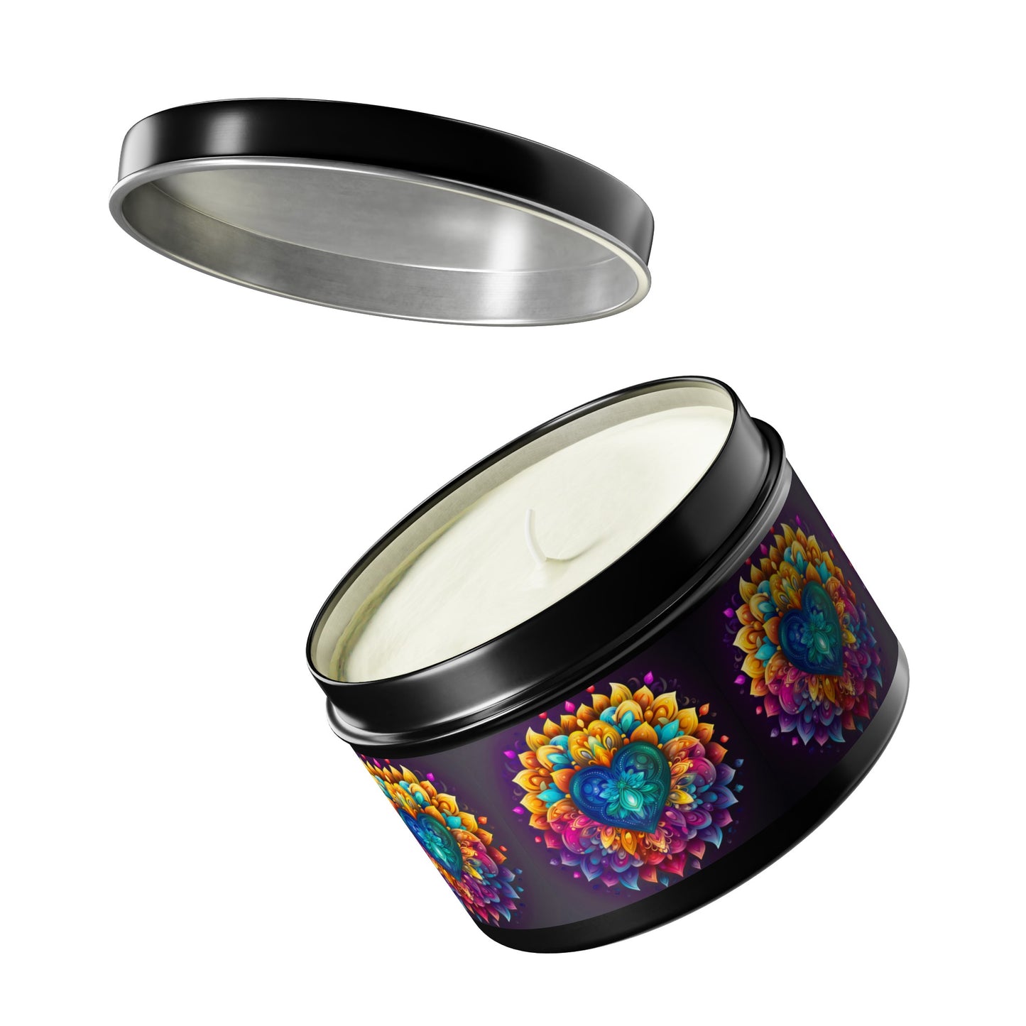 Colorful Abstract Heart Tin Candles - 4oz, 8oz