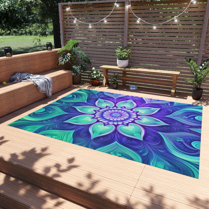 Colorful Abstract Flower Outdoor Rug