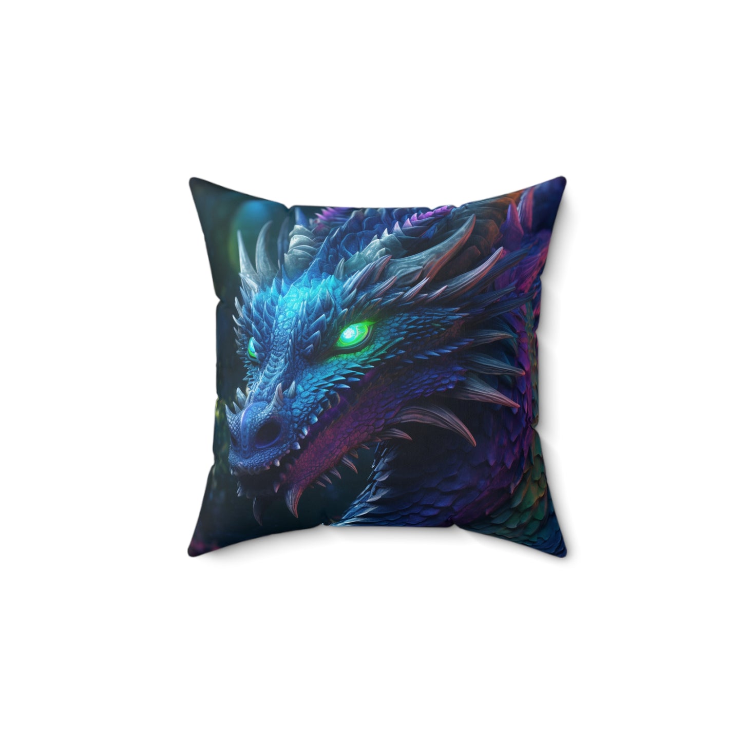 Colorful Blue Dragon Suede Square Pillow