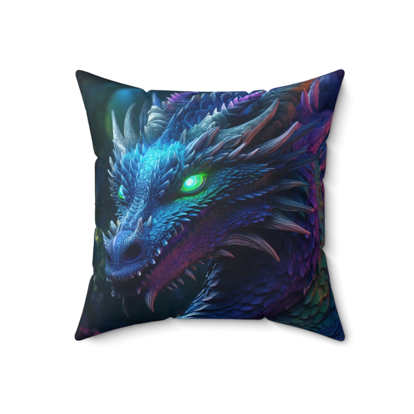 Colorful Blue Dragon Suede Square Pillow