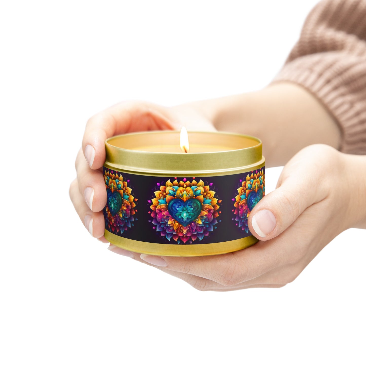 Colorful Abstract Heart Tin Candles - 4oz, 8oz