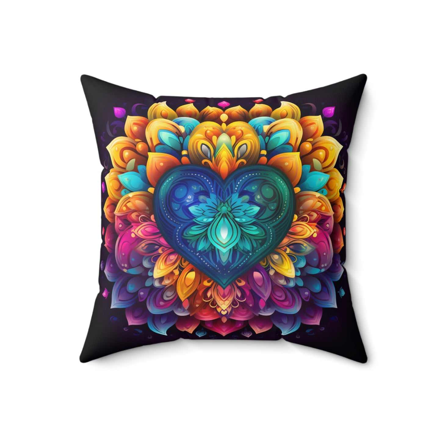 Colorful Abstract Heart Suede Square Pillow