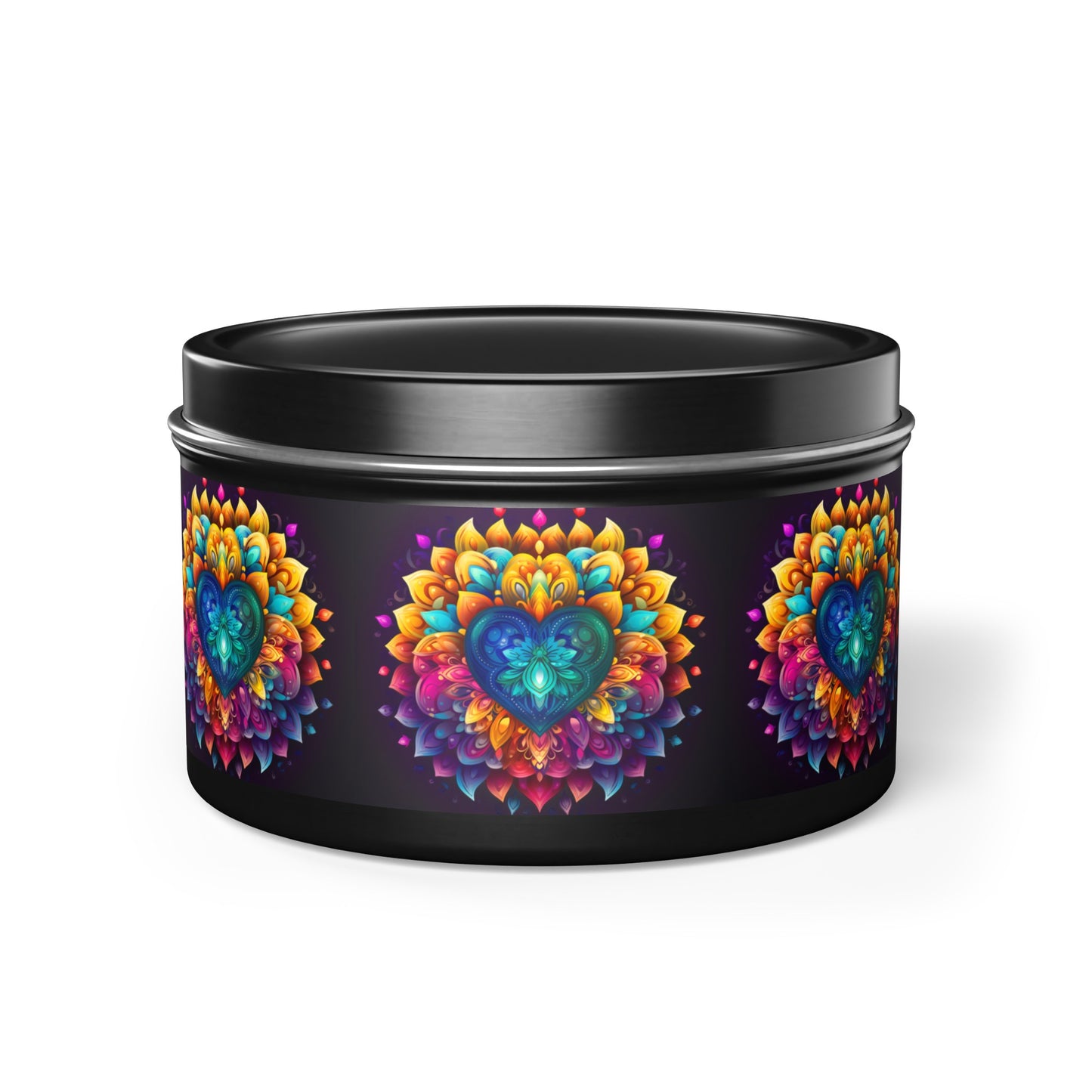 Colorful Abstract Heart Tin Candles - 4oz, 8oz