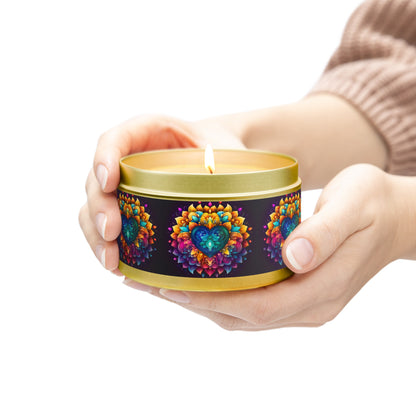 Colorful Abstract Heart Tin Candles - 4oz, 8oz