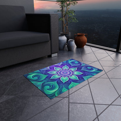 Colorful Abstract Flower Outdoor Rug