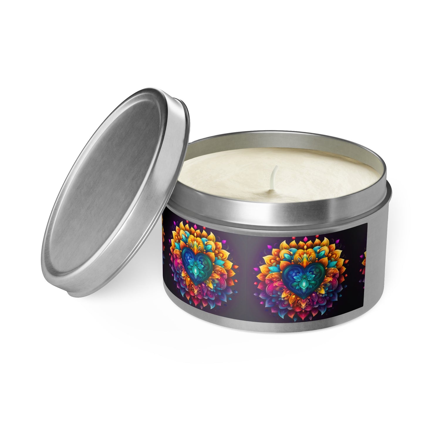 Colorful Abstract Heart Tin Candles - 4oz, 8oz