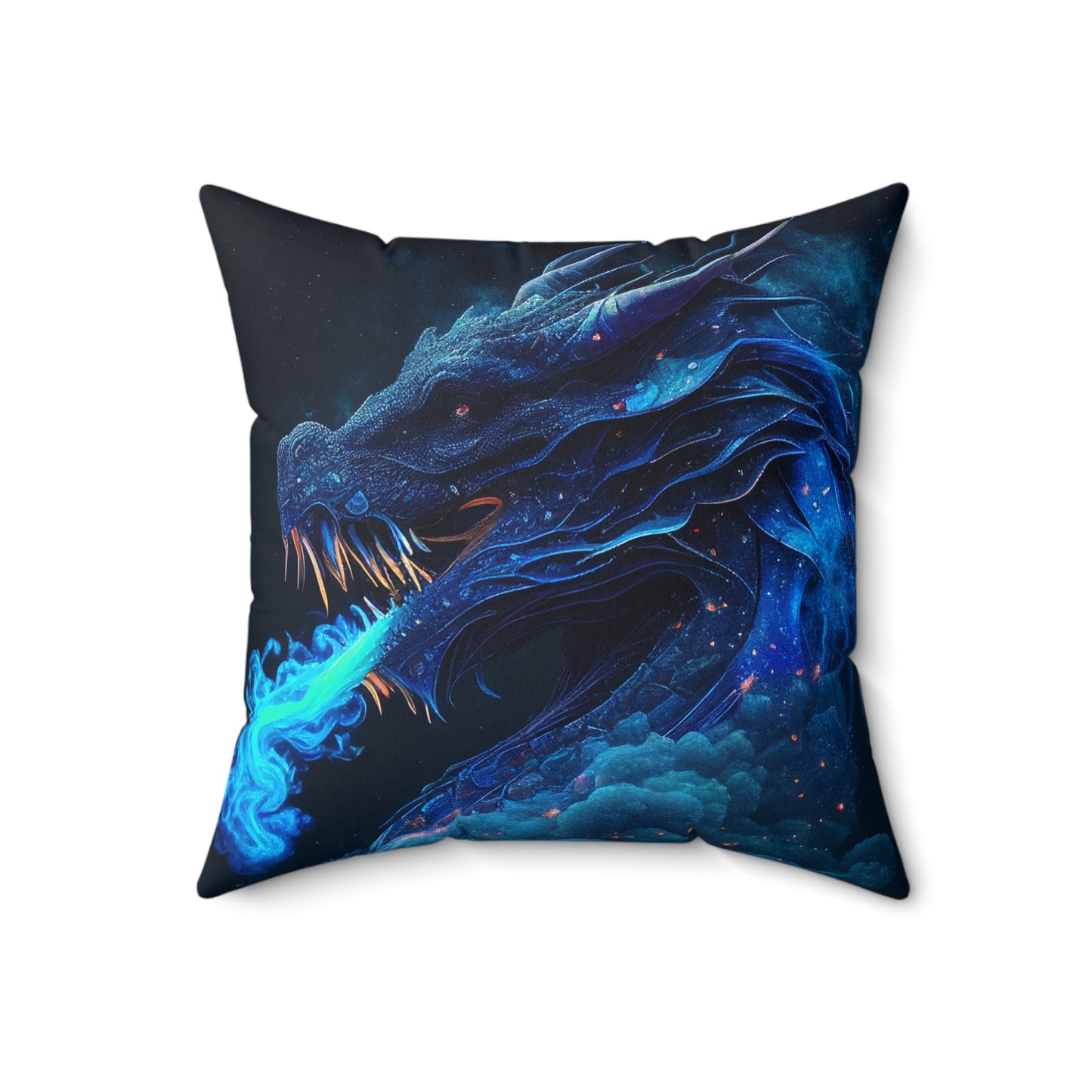 Blue Enchanted Dragon Suede Square Pillow