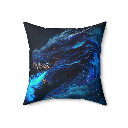 Blue Enchanted Dragon Suede Square Pillow