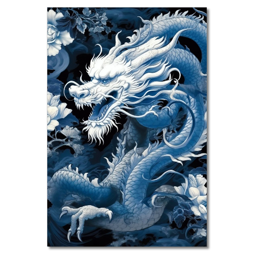 Mythical Blue Japanese Dragon HD Acrylic Prints